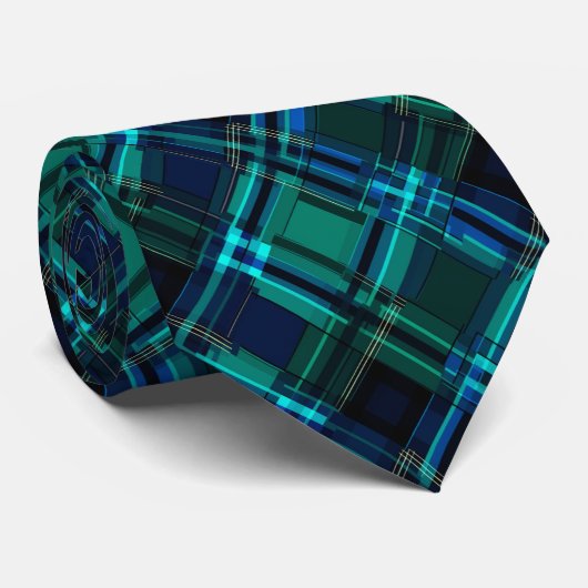 Cravate Tartan royal bleu et vert (Roulé)