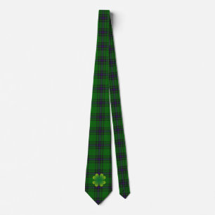 Cravate Tartan vert (Plaid) et Saint Patrick Shamrock