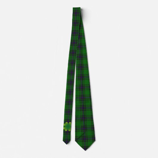 Cravate Tartan vert (Plaid) et Saint Patrick Shamrock (Dos)