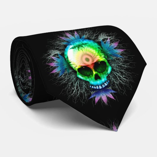 Cravate Tasse d'explosion psychédélique du crâne (Roulé)
