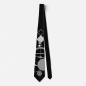 Cravate Tatouage Art Déco Moderne | Monogramme noir et gri (Devant)