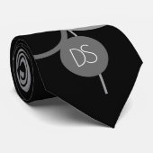 Cravate Tatouage Art Déco Moderne | Monogramme noir et gri (Roulé)