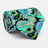 Cravate Tatouage Dragon Vert et vert vert et jaune (Roulé)
