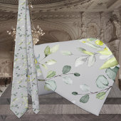 Cravate Taupe Gris Sage Vert Eucalyptus Élégant Mariage