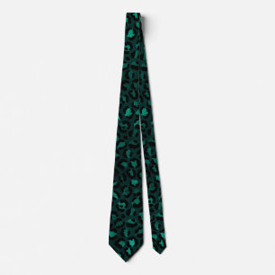 Cravate Teal and Gold Leopard Series Design 4