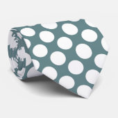 Cravate Teal Blue w/ White Polka Dots Retro Tie (Roulé)