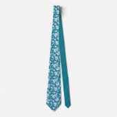 Cravate Teal Floral Pattern Custom Necktie (Devant)