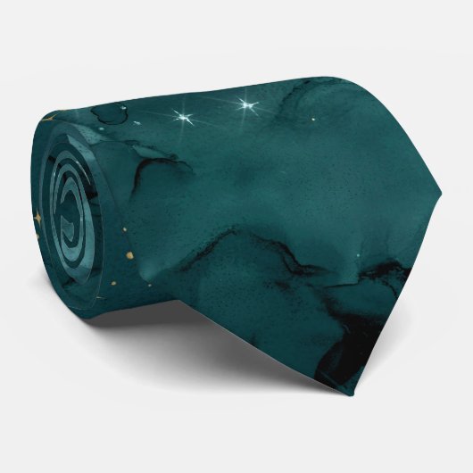 Cravate Teal Galaxy Series Design 2 (Roulé)