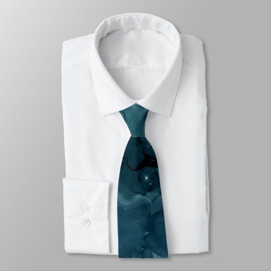 Cravate Teal Galaxy Series Design 5 (Attaché)