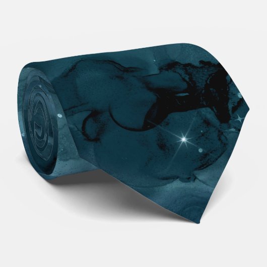 Cravate Teal Galaxy Series Design 5 (Roulé)