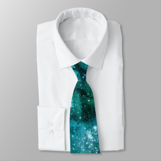 Cravate Teal Galaxy Series Design 6 (Attaché)