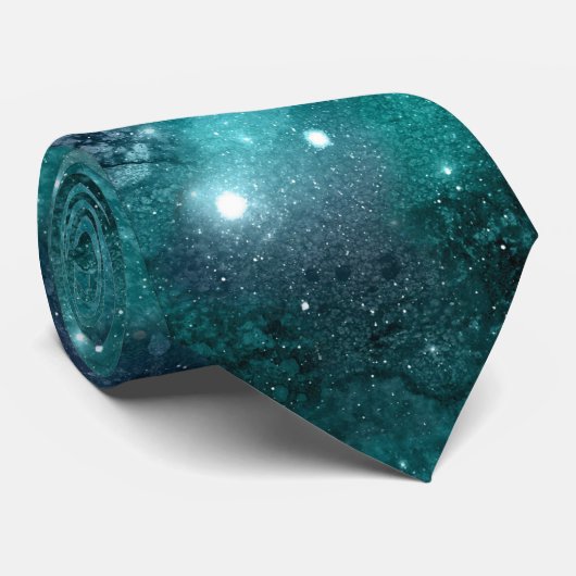 Cravate Teal Galaxy Series Design 8 (Roulé)