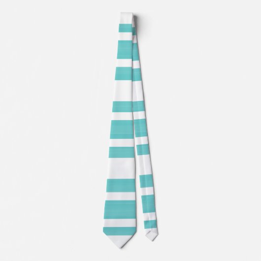 Cravate Teal lumineux et rayures blanches (Devant)