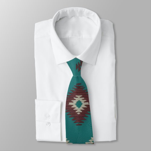 Cravate Teal Southwest Navajo Geometric (Attaché)