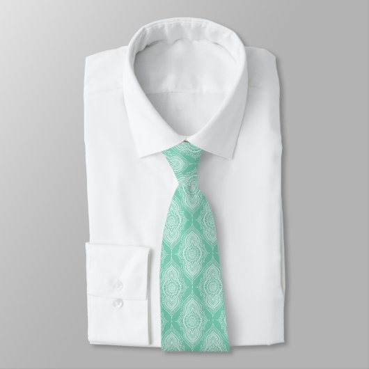 Cravate Teardrop en dentelle Abstraite blanche sur vert me (Attaché)