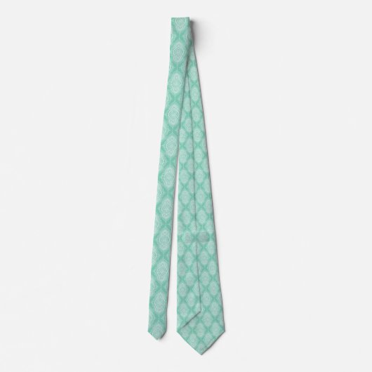 Cravate Teardrop en dentelle Abstraite blanche sur vert me (Dos)