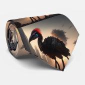 Cravate "Techno-Feathers : Le robot futuriste Emu" (Roulé)
