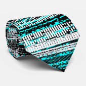 Cravate Technologie Decay - Noir, Blanc et Cyan (Roulé)