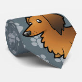 Cravate Teckel de bande dessinée (à cheveux longs) (Roulé)