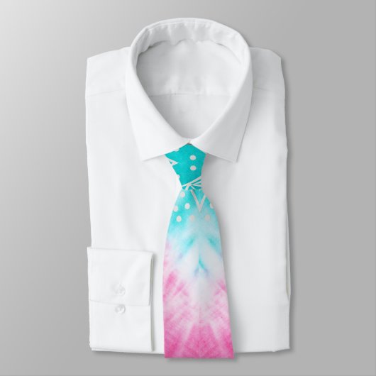 Cravate Teinture à carreaux rose et bleu avec Mandala Sway (Attaché)