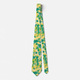 Cravate Teinture Abstraite à l'aquarelle verte et jaune