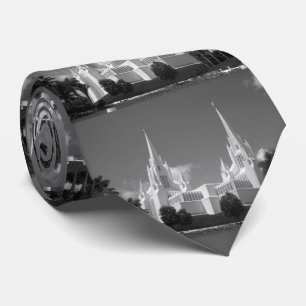 Cravate Temple de San Diego LDS en noir et blanc