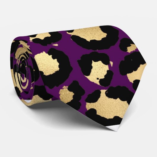 Cravate tendance empreinte de léopard violet (Roulé)