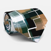 Cravate Tendance Turquoise Brown noir blanc plaid (Roulé)