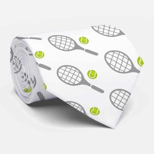 Cravate Tennis racket and ball custom tie (Roulé)