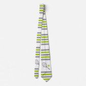 Cravate Tennis rackets and ball green and gray stripes (Dos)