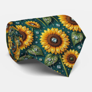 Cravate Tenue Décontractée Tournesols et Diamants