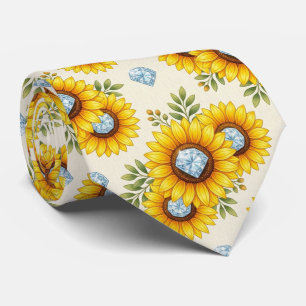 Cravate Tenue Décontractée Tournesols et Diamants