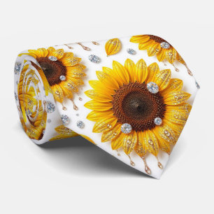 Cravate Tenue Décontractée Tournesols et Diamants