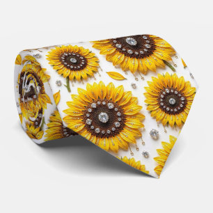 Cravate Tenue Décontractée Tournesols et Diamants