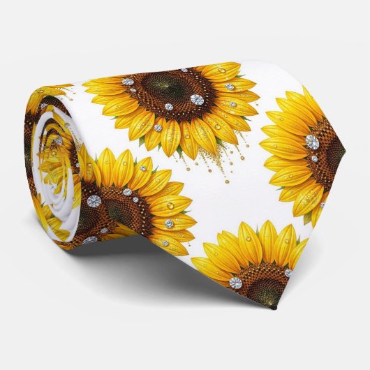 Cravate Tenue Décontractée | Tournesols et Diamants (Roulé)