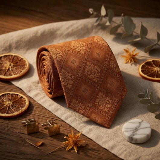 Cravate Terracotta Orange Diamant