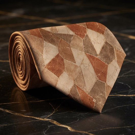 Cravate Terracotta Rustique et Marbre de Grès Géométrique