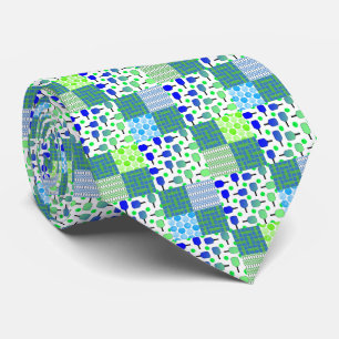 Cravate Terrains de Pickleball Bleu et Vert, Paddles & Bal