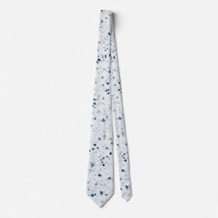 Cravate Terrazzo Elégant Turquoise bleu vert blanc gris ré