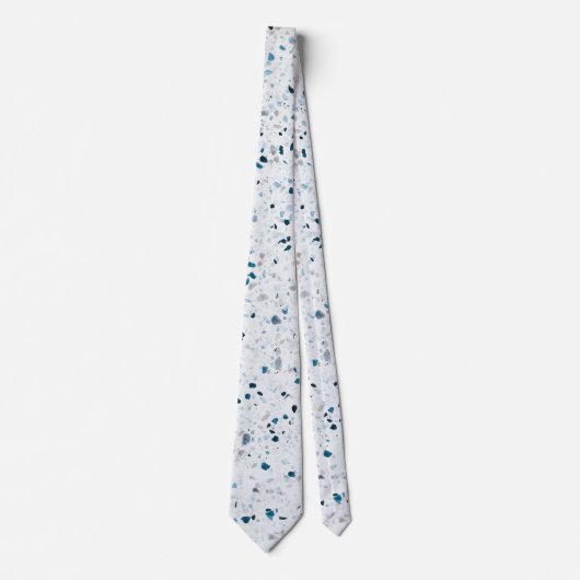 Cravate Terrazzo Elégant Turquoise bleu vert blanc gris ré (Devant)
