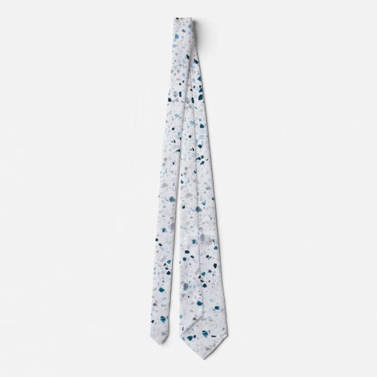 Cravate Terrazzo Elégant Turquoise bleu vert blanc gris ré (Dos)