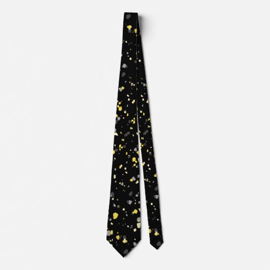 Cravate Terrazzo noir gris jaune (Devant)