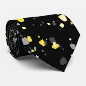 Cravate Terrazzo noir gris jaune (Roulé)