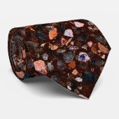 Cravate Terrazzo Retro Brown noir Tan Brown Élégant (Roulé)