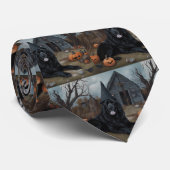 Cravate Terre-Neuve Citrouille Halloween effroi (Roulé)