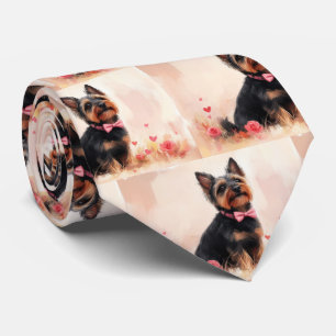 Cravate Terrier Australien avec des Roses - Saint-Valentin