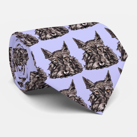 Cravate Terrier écossais en noir (Roulé)