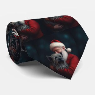 Cravate Térrier Skye avec le Père Noël Noël Festif