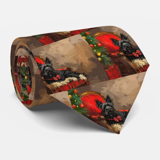 Cravate Térrier Skye de Noël Festif (Roulé)