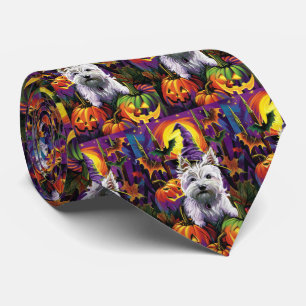 Cravate Térrier West Highland White Halloween Sorcière